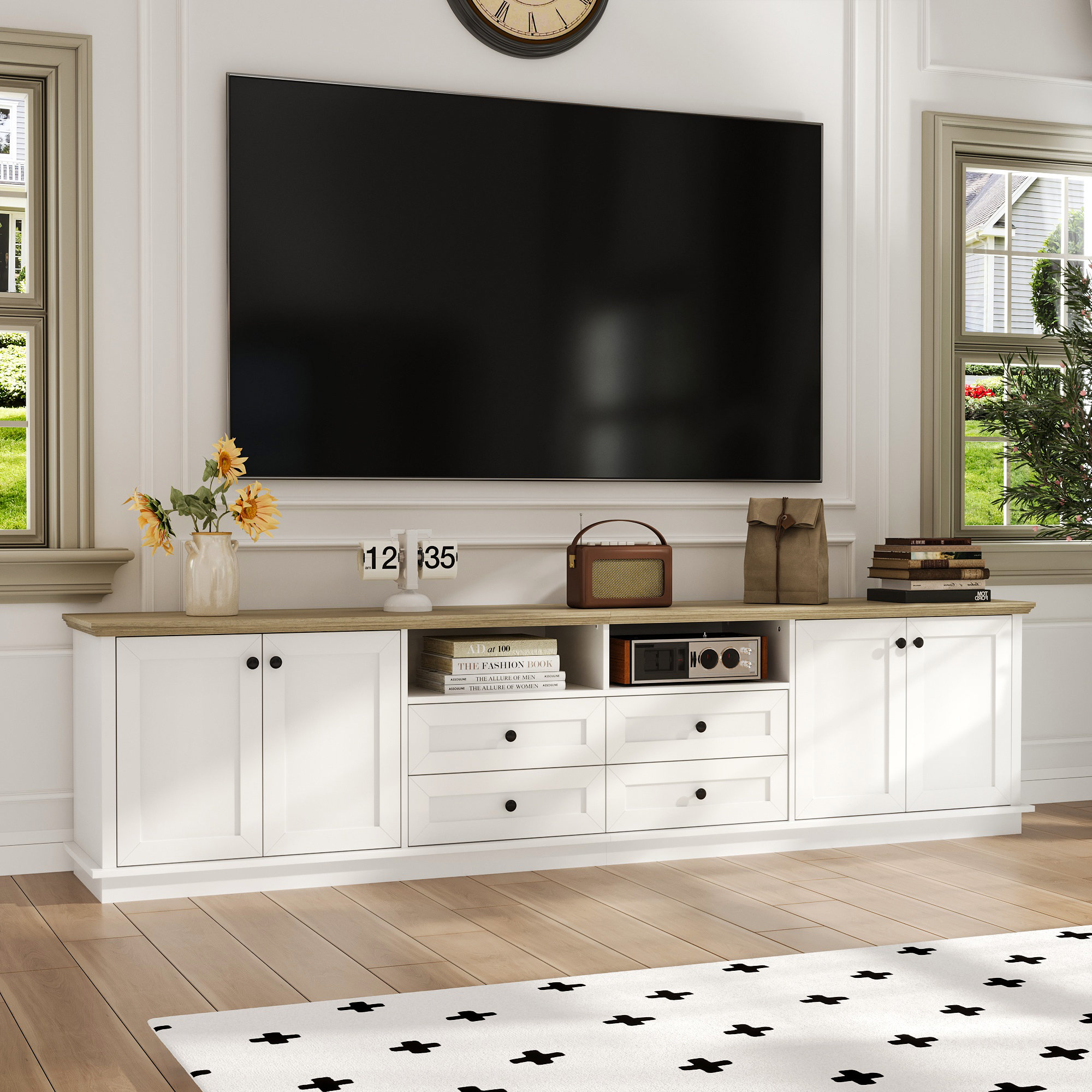 Lark Manor™ 94.5'' W 4-Drawer TV Stand Media Console & Reviews